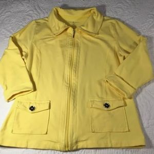 Karen Scott zip up 3/4 sleeve jacket with two front flap button pockets, PXL